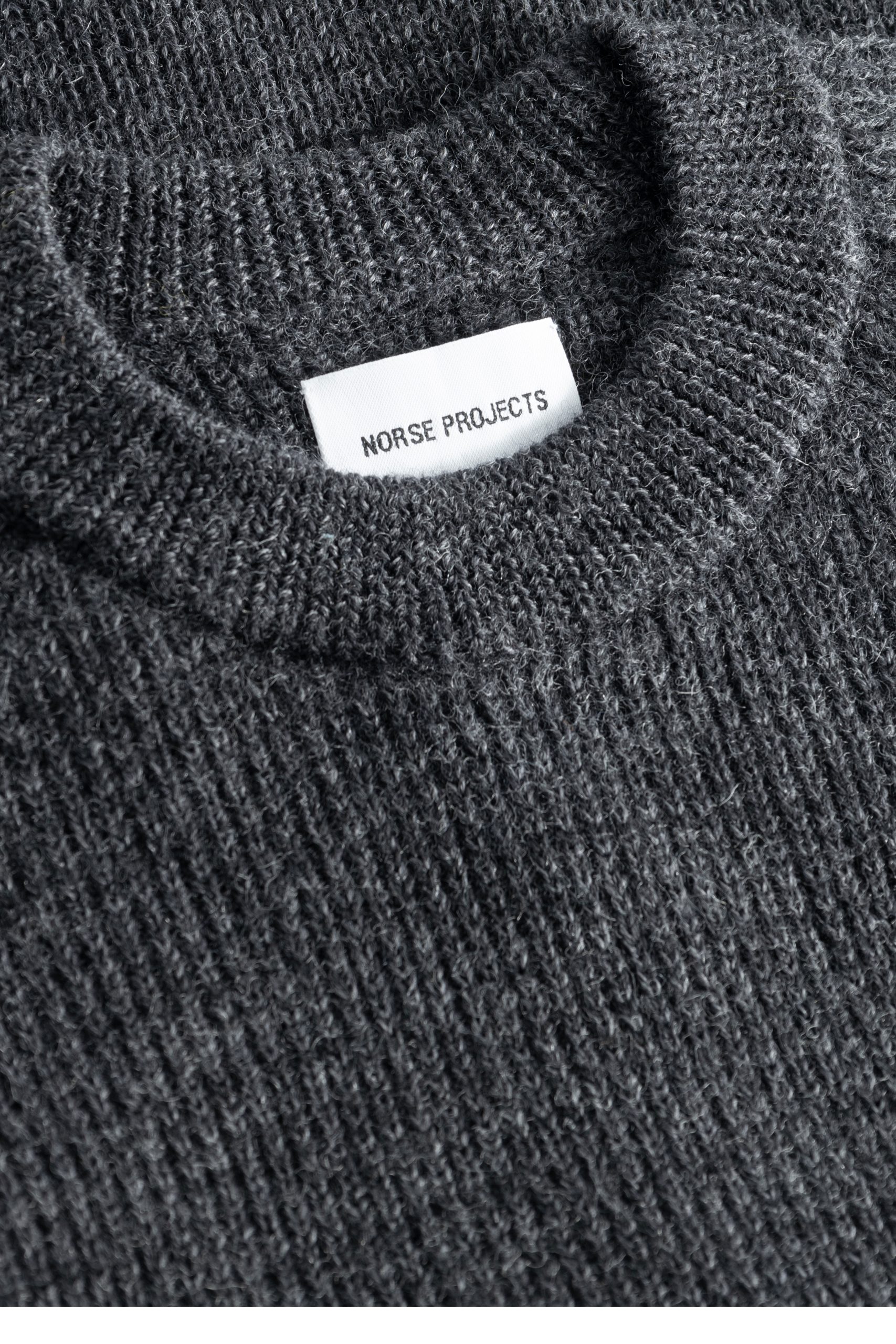 NORSE PROJECTS ROALD WOOL cotton rib sweater Dark grey melange