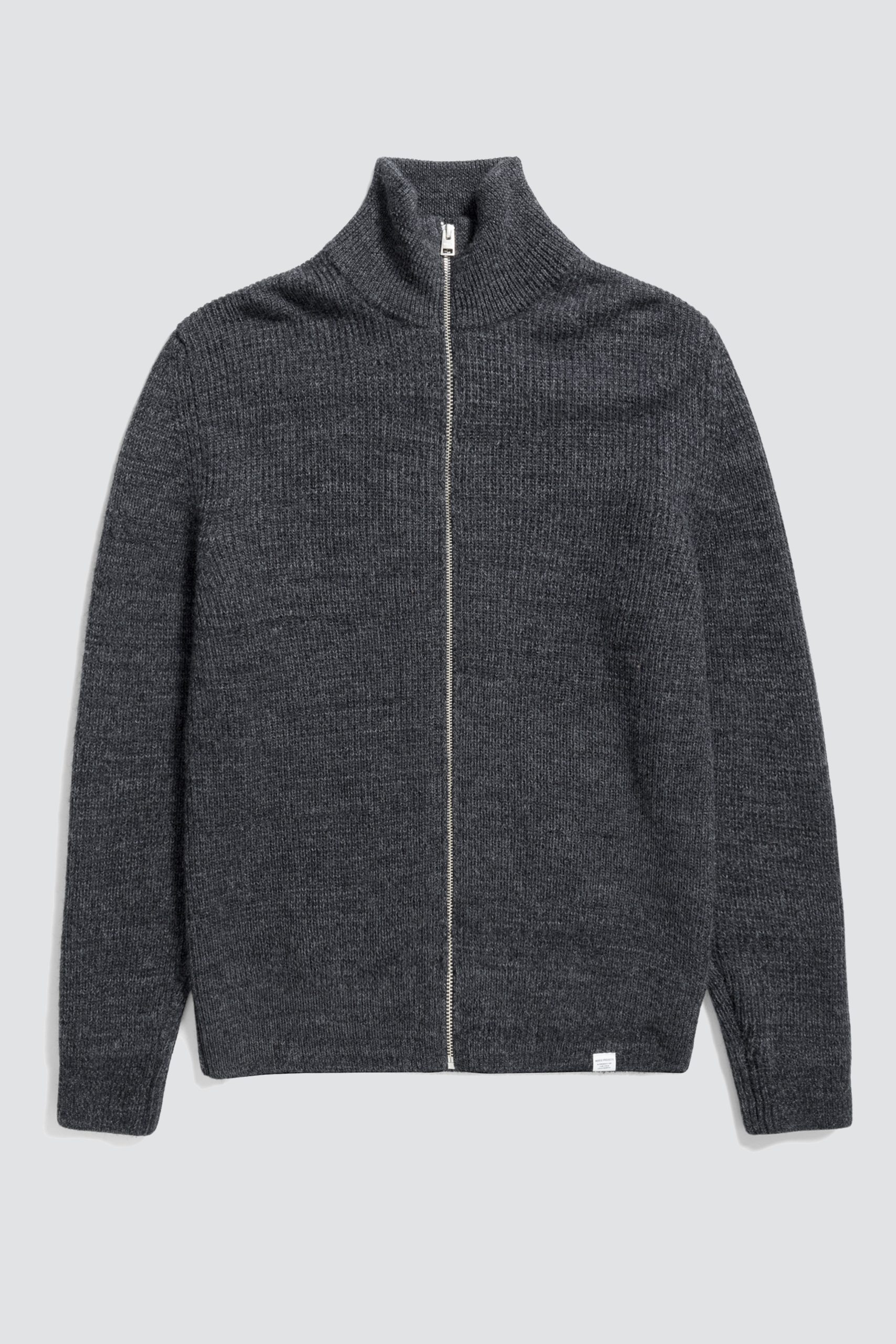 NORSE PROJECTS HAGEN WOOL Cotton Rib full zip jacket Dark grey melange