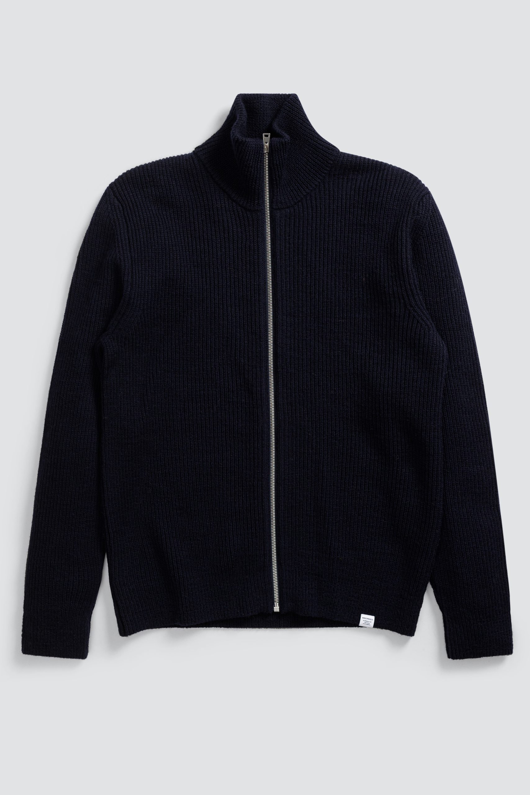 NORSE PROJECTS HAGEN WOOL Cotton Rib full zip jacket Dark navy