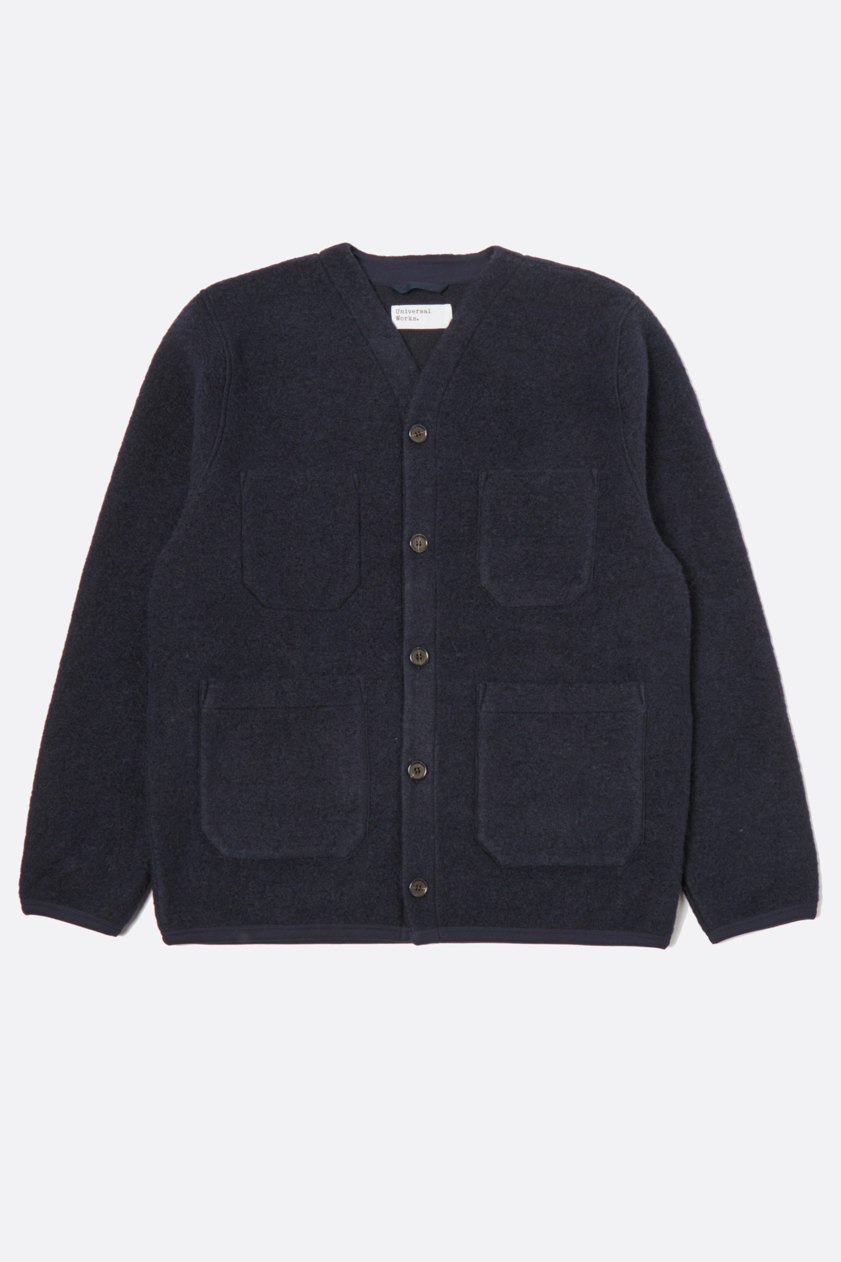 UNIVERSAL WORKS CARDIGAN Navy Wool Fleece