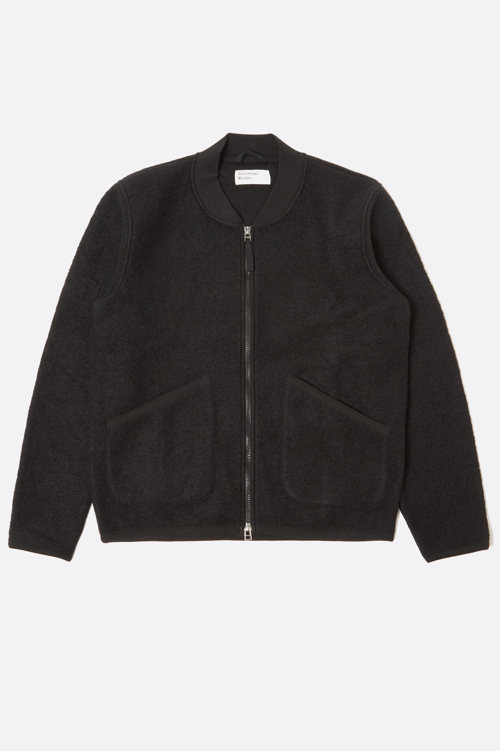 UNIVERSAL WORKS ZIP BOMBER Black Wool Fleece