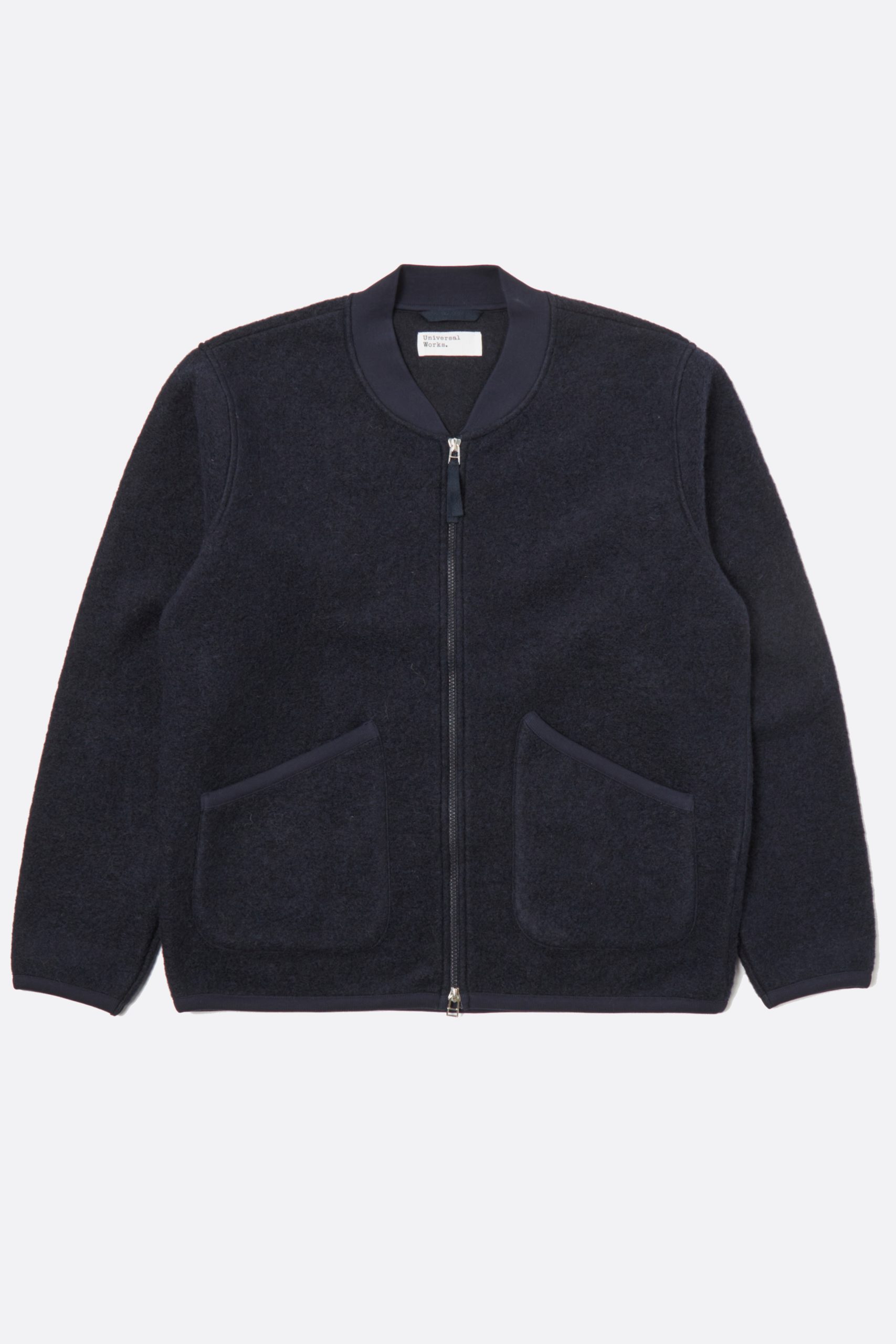 UNIVERSAL WORKS ZIP BOMBER Navy Wool Fleece