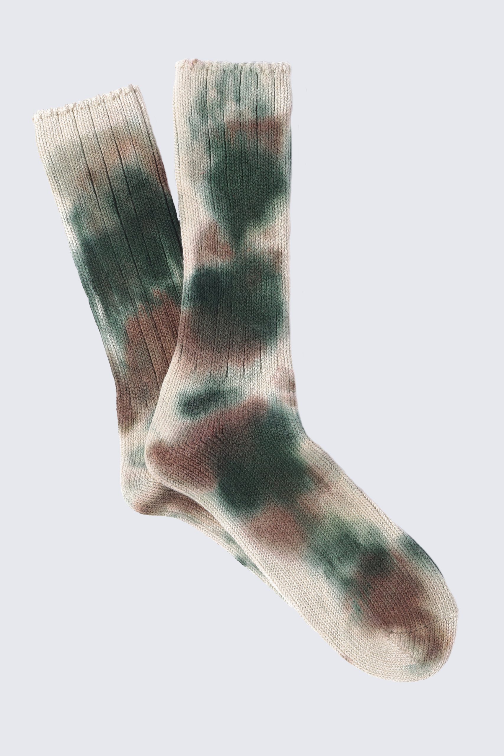 ANONYMOUS ISM Scatter Tie Dye Socks Khaki melange