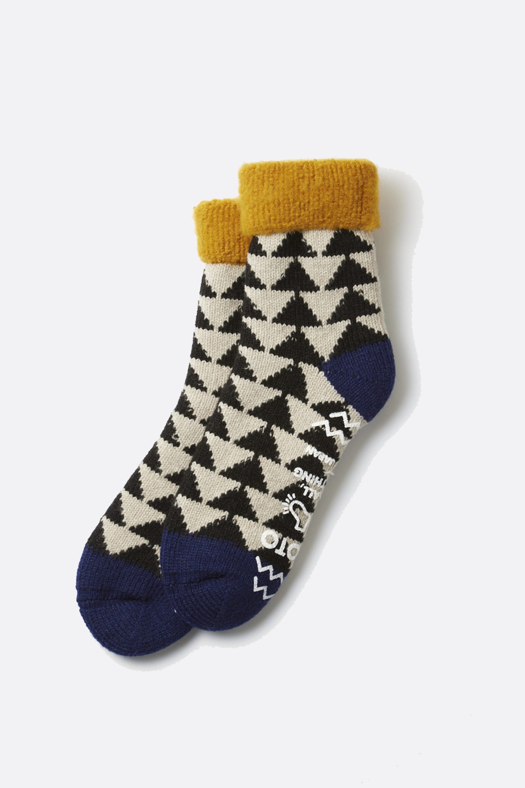 ROTOTO Comfy Room Socks ” Sankaku ” Gold Black Navy