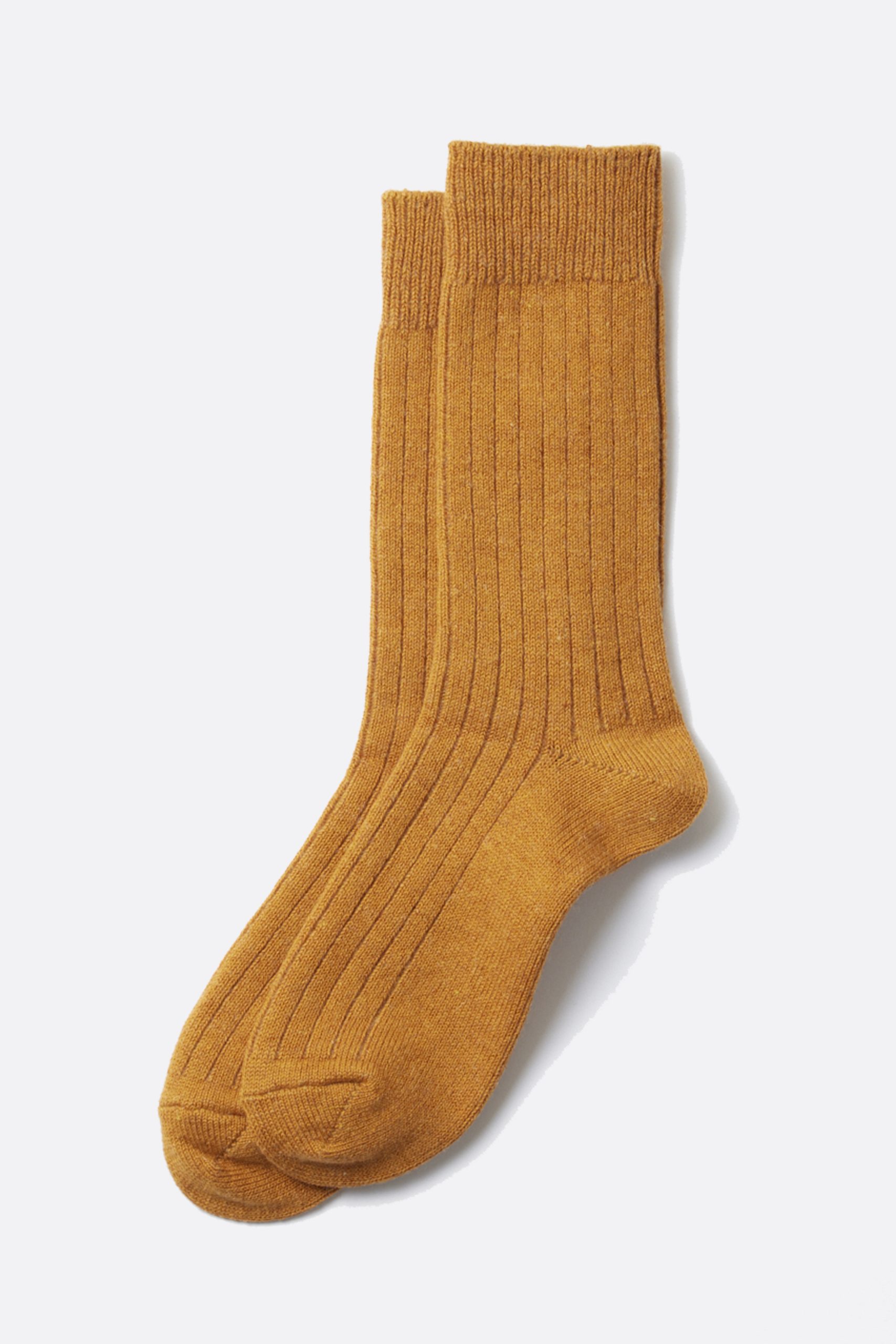 ROTOTO Cotton Wool Ribbed Crew Socks Gold