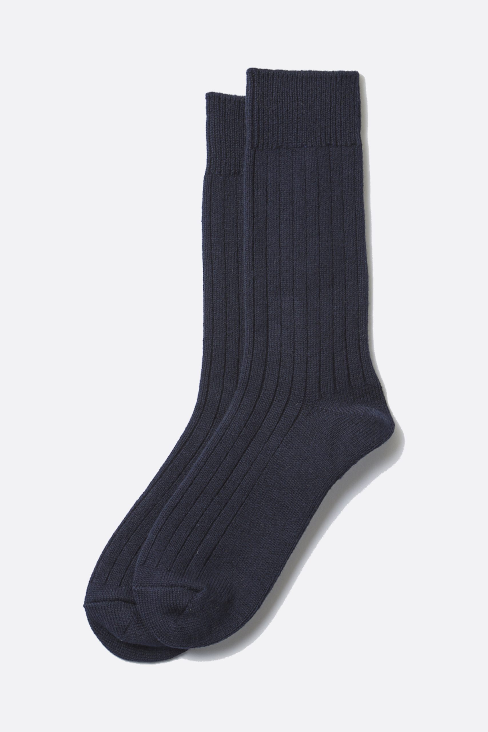 ROTOTO Cotton Wool Ribbed Crew Socks Navy